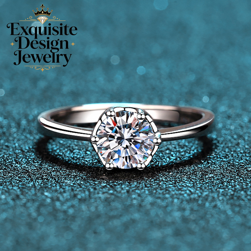 Exquisite Platinum PT950 Brigh - Moissanite Engagement Ring 1 Carat review and price