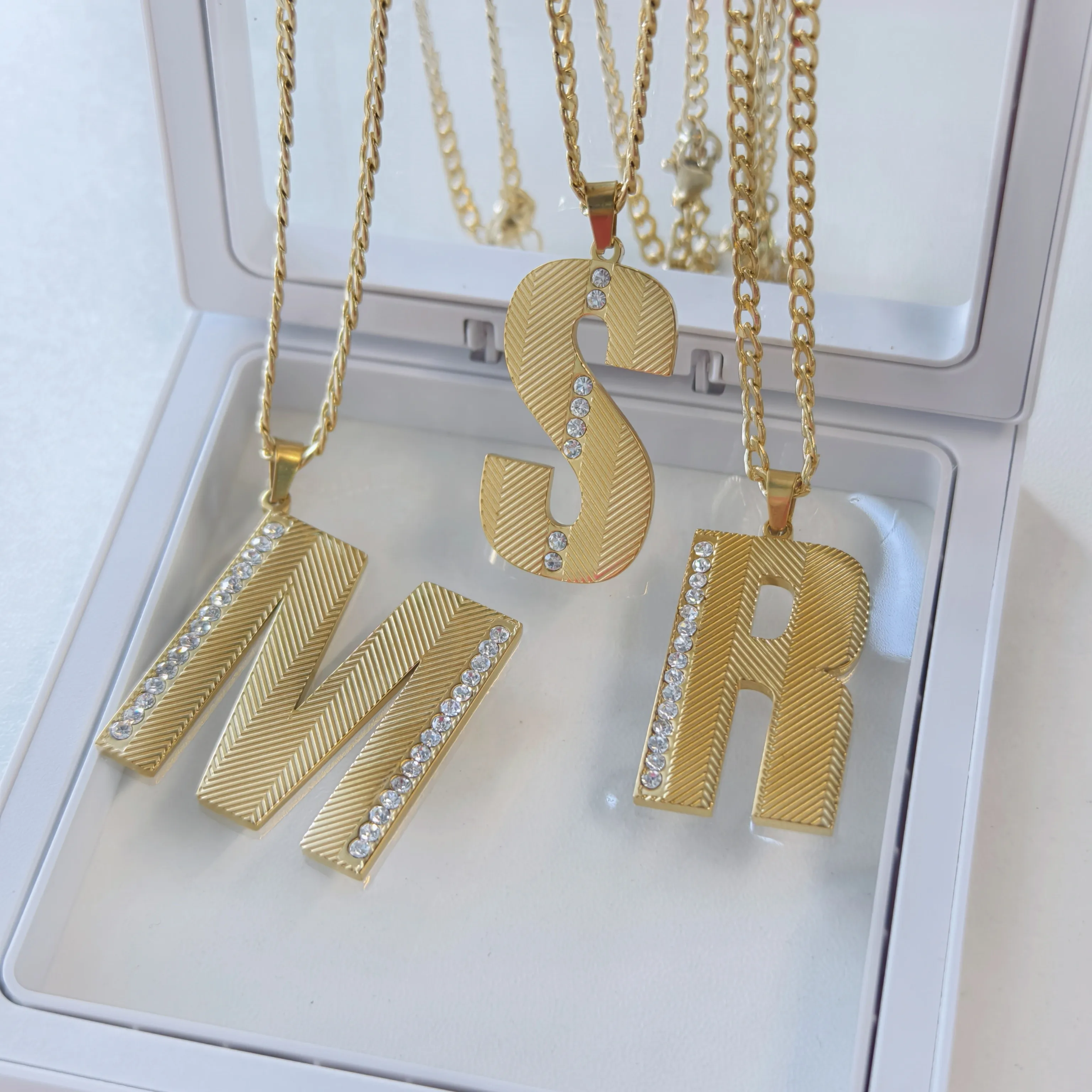 18K GOLD VERMEIL TEXTURE INITI - Initial Letter Necklace 18K Gold review and price